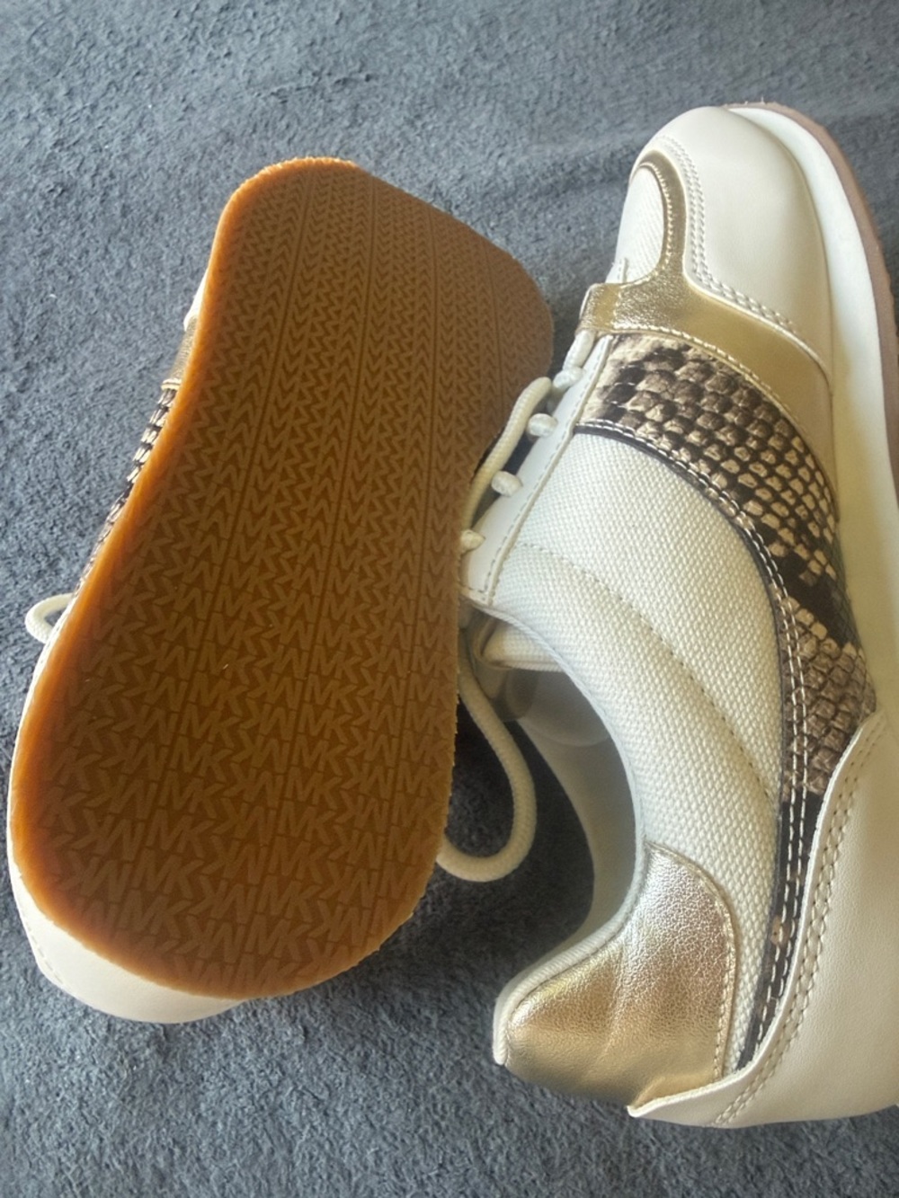 Michael Kors Women Cream and Gold Sneakers - Picture 9 of 12